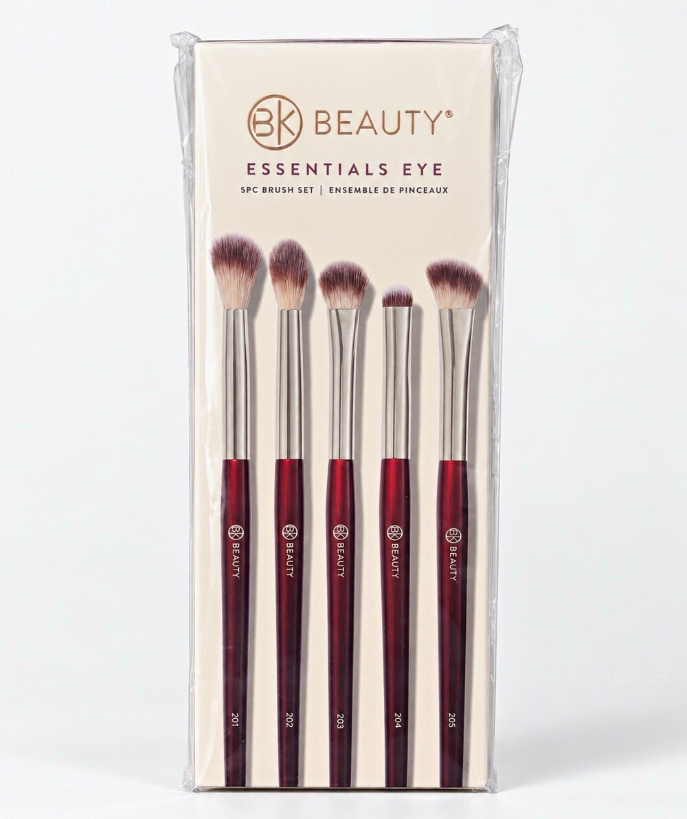 BK Beauty Essentials Eye Vegan Cruelty-Free 5PC Brush Set Burgundy 201-205